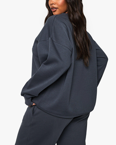 O-cou à manches longues goutte épaule femmes sweats nouveau à la mode tissé respirant surdimensionné conception Logo personnalisé impression hiver - Product Image 2