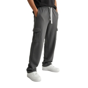 Pantalones Cargo de Estilo Urbano Hip Hop para Hombre, de Forro Polar, Color Liso, de Corte Ancho Oversize, con Cintura Elástica y Teñido Liso - Product Image 1