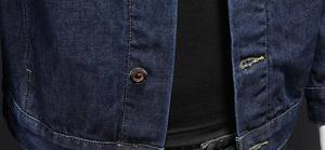 แจ็กเก็ตยีนส์สีน้ำเงินเข้มสำหรับผู้ชายเสื้อโค้ทยีนส์ลำลองคลาสสิกเสื้อแจ็กเก็ตแฟชั่นสไตล์หล่อทนทานผ้าฝ้ายสวมใส่ได้ทุกวัน - Product Image 5