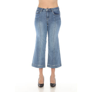 กางเกงเดนิมเอวสูงของผู้หญิงกางเกงทรงหลวมสไตล์สตรีทแวร์ผ้าคอตตอนปักลาย - Product Image 1