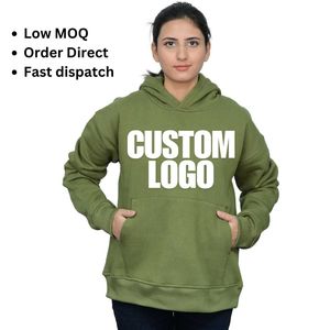 Sweat à capuche surdimensionné en coton vert sauge pour femme avec logo personnalisé, 400 g/m², faible MOQ, prix compétitif, prêt à expédier, impression sérigraphique, broderie - Product Image 1