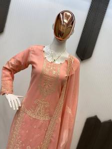 Ensemble Salwar Kameez en Georgette pour femmes, 3 pièces, avec dupatta, style de fête, broderie à sequins, séchage rapide, toutes saisons - Product Image 2