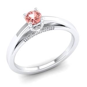 Bague REYES de luxe en or massif 14 carats avec pierre précieuse morganite ronde taille brillant 0,25 carat pour femmes, certifiée GRA, bijoux en moissanite - Product Image 2
