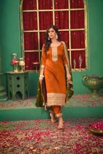 Ropa tradicional, ropa de mujer india, diseñador, hilo de Chinon puro y bordado de secuencia, parte superior inferior con Dupatta de trabajo pesado - Product Image 3