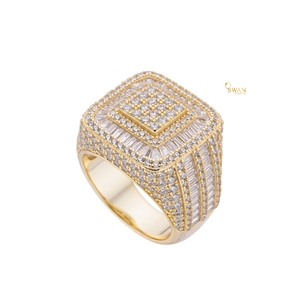 Moissanita de oro sólido de 10K de alta calidad, anillo certificado GRA hecho a medida, Grupo cuadrado helado completo, Baguette, declaración de Hip Hop - Product Image 4