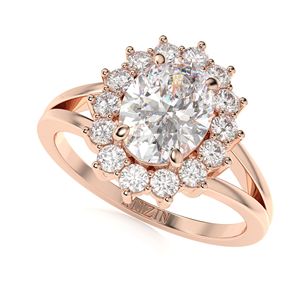 3.00 cBague de fiançailles de style halo en diamant taillé ovale pour femme - Product Image 5