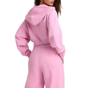 Ensemble de survêtement de luxe en coton 100% respirant, pantalon large et sweat à capuche zippé, vente en gros, marque de luxe, vêtements de sport - Product Image 4