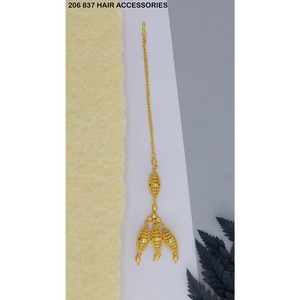 Design antique plaqué or traditionnel Maang Tikka élégant accessoires de cheveux faits à la main pour les femmes et les filles de mariage et de mariée - Product Image 2