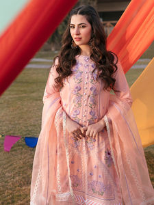 Vestido de Salwar Kameez hasta el suelo de césped de diseñador para mujer paquistaní, vestido estampado para fiesta de trabajo listo para usar, colección de verano 2025 - Product Image 6