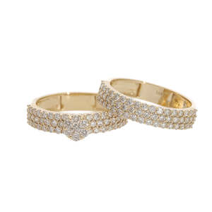 Elegante Anillo de Boda de Oro de 14K con Baño de Rodio y Diamantes de Corte Brillante en Múltiples Hileras, Diseño Lujoso con Anillo de Compromiso a Juego - Product Image 3