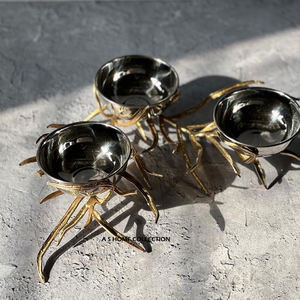 Cuenco redondo de Metal de buena calidad para servir, diseño moderno y frondoso para decoración moderna de bodas y restaurantes, exhibición de alimentos y frutas - Product Image 4