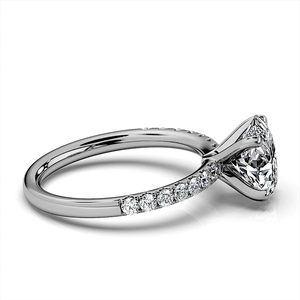 Anillo de Compromiso y Boda para Mujer, Oro 14K con Certificación IGI, Clásico, con Diamante Cultivado en Laboratorio, Corte Ovalado, Media Pavé, Solitario, Regalo Cristiano - Product Image 5