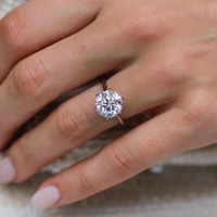 Anillo de solitario de moissanita blanca de corte brillante redondo de 3,00 quilates en oro blanco de 14K Anillo de moissanita Anillo DE BODA solitario 14K