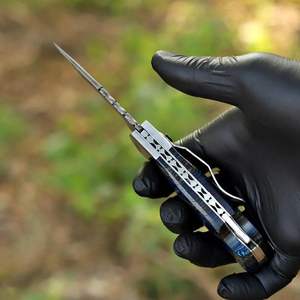 Couteau de poche en acier Damas cuivré édition limitée personnalisé, manche en bois fait main, couteau pliant, cadeau unique et personnalisé - Product Image 5