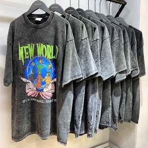 T-shirt décontracté unisexe à manches courtes, motif vintage délavé, style hip-hop urbain, parodie de marque rétro américaine, peinture à l'huile - Product Image 5