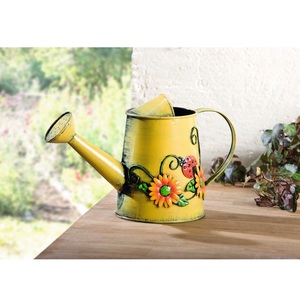 Arrosoir en métal vintage pratique d'une capacité de 1,5 L avec finition en zinc brossé pour la décoration et l'utilisation du jardin - Product Image 1