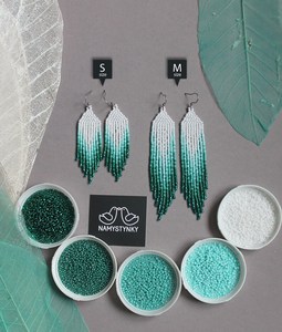 ต่างหูลูกปัดแก้วแบบโมเดิร์นที่มีดีไซน์สีเทอร์ควอยซ์และขอบเครื่องประดับที่เป็นเอกลักษณ์เป็นของขวัญจากงานหัตถกรรม - Product Image 5