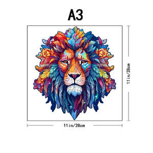 Jeu de puzzle en bois 3D personnalisable, format A3, jouet éducatif avec logo DIY, design tête de lion, animal, pour l'apprentissage - Product Image 6