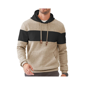 Pull à capuche graphique à manches longues décontracté pour hommes Sweatshirts à blocs de couleurs Poches Col à capuche à motif solide - Product Image 1