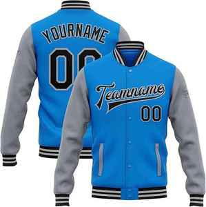 Nuevo diseño OEM personalizado azul claro manga larga Streetwear Letterman chaqueta universitaria de béisbol para hombres con logotipo personalizado - Product Image 4