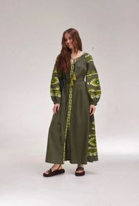 Nouveau look fantastique style bohème broderie vintage travail à la main lourde évasée et bouffée à manches longues et évasée robe ukrainienne - Product Image 3