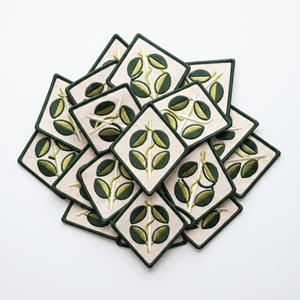 Custom Patch Brand Supplier Hexagon Morning Glory Light Blue <b>Flower</b> Badge White Twill Matching Border Iron On <b>Applique</b> - Product Image 5
