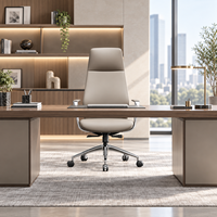 Chaise de bureau de direction en cuir PU de luxe, dossier haut, avec accoudoirs en alliage d'aluminium et 3 mécanismes de verrouillage