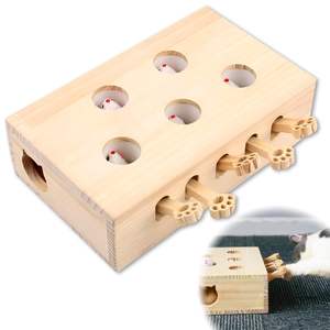 CHUUYU PET <span class=keywords><strong>interattivo</strong></span> in legno <span class=keywords><strong>gatto</strong></span> giocattolo in legno massello Scratcher topi <span class=keywords><strong>gioco</strong></span> per gatti al coperto gattini divertente giocare esercizio attività di caccia - Product Image 5