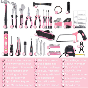 Ifixpro sửa chữa xe thiết lập cho cô gái 219 pcs công cụ Kit ổ cắm cờ lê kết hợp công cụ thiết lập thổi đúc hộp tất cả các mục đích hộ gia đình màu hồng - Product Image 4