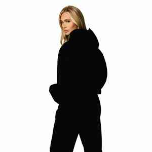 เซ็ตเสื้อครอปมีฮู้ดของผู้หญิงสีน้ำตาลระบายอากาศได้ดีผ้าฝ้ายฝรั่งเศสเทอร์รี่สีพื้นและปกมีฮู้ด - Product Image 1