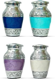 American Style Multi-Color Enameled <b>Keepsake</b> Cremation Urn Set of 4 with Gift <b>Box</b> Small Urns Supplies - Product Image 4