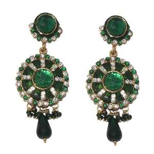 Kriaa 1301919 <b>Green</b> Austrian Stone Gold Plated <b>Chandelier</b> Earrings Fashion Dangler Dangle Jewelry - Product Image 1
