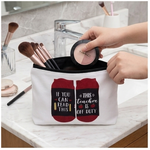 Teacher Appreciation Cosmetic Bag Zipper <b>Makeup</b> Pouch Stationary Battery Pattern Toiletry <b>Case</b> for Gift and School Use 22x13.5cm - Product Image 2