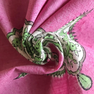 CHHAAPE Tela de Algodón Estampada a Mano con Paisley Rosa para Mujer, Textil Tradicional Indio con Motivo Kairi - Product Image 1
