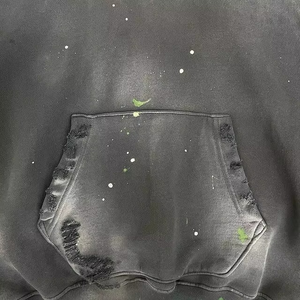 High Quality Distressed Sun Faded 100% Cotton Fleece Hoodie Heavyweight <b>Men</b> Hoodie Distressed Sun Faded Acid Wash <b>Men's</b> Hoodies - Product Image 3