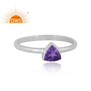 Anillo Triangular de piedras preciosas de amatista Natural de plata de ley más vendido, joyería personalizada para mujer, regalo para ella - Product Image 2