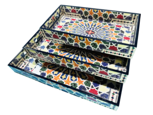 Juego de 3 bandejas decorativas con patrón de diseño único artístico MDF - Product Image 4