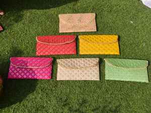Bolsos de Mano Tipo Sobre para Eventos, Nikah, Eidi, Lifafa, Recepciones, Portamonedas, Bolsitas, Seemantham, Cumpleaños, Recuerdos de Half Saree - Product Image 5