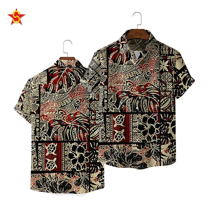 Vergelijkende Prijs Anti-Shrink Poplin Zomer Strand Bloemen Gebreide Korte Mouw Print V-hals Mannen Hawaiian Shirts