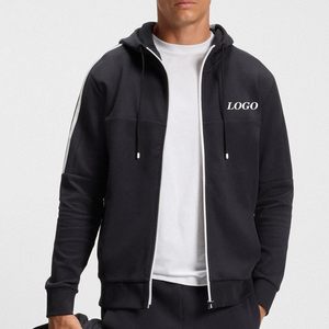 Sweats à capuche en tissu respirant pour hommes / Avec poches, prix bas, design uni avec fermeture éclair, cordon de serrage et capuche réglable - Product Image 1