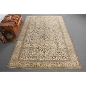 พรมวินเทจขนาด 0.5x9.6 ฟุต, พรมตุรกี, พรมขนสัตว์ลายทางสีเบจฟ้า - Product Image 1