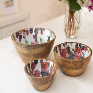 Bol à salade personnalisé bol de service en bois décoratif émaillé maison hôtel restaurant utilisation plats et assiettes dîner maison et cuisine - Product Image 1