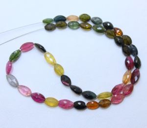 Cuentas de forma de marquesa facetadas de turmalina múltiple Cuentas de turmalina múltiple naturales, tamaño 7X5MM a 10X5MM aprox. Longitud 13 "pulgadas - Product Image 1