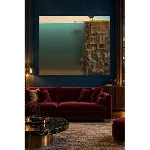 Impresión en lienzo de Fida: Casas de madera surrealistas en una sección transversal de mar - Product Image 4