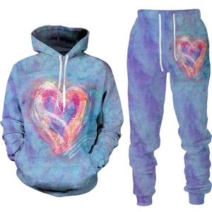 New <b>Sweet</b> Love <b>Heart</b> Hoodies 3D Print Men Tracksuit Sets Casual Hoodie Pants Two Piece Set Fashion Men Sweatshirt Clothing - Product Image 5
