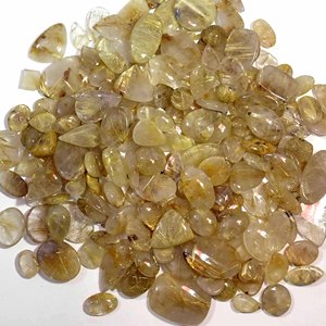 อัญมณีควอตซ์พลอยทับทิมสีทองธรรมชาติอัญมณีทรงหลังเบี้ยหลวมมีคุณภาพหินรูปทรงต่างๆ - Product Image 4
