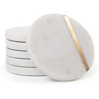 Thirstystone Lot de 4 sous-verres en marbre rayé noir et blanc Ensembles de tampons de boisson élégants pour café, thé et vin sous-verre en pierre de qualité supérieure