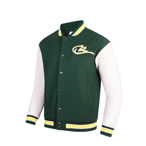 Fabricante de logotipo personalizado de los hombres de invierno al aire libre chaqueta de gran tamaño Varsity estilo de béisbol con bordado de cuero de manga fanáticos de los deportes - Product Image 1