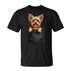 Camiseta con diseño de cachorro Yorkshire Terrier en el bolsillo para amantes de los perros - Product Image 2