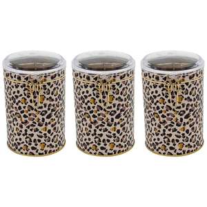 ชุดกล่องโลหะทรงกลม (ชุด3ชิ้น) ตะขอลวด1.1L 105X150มม. พร้อมฝาปิดสีทองแบบใสลายเสือดาวดีไซน์ LEO - Product Image 1